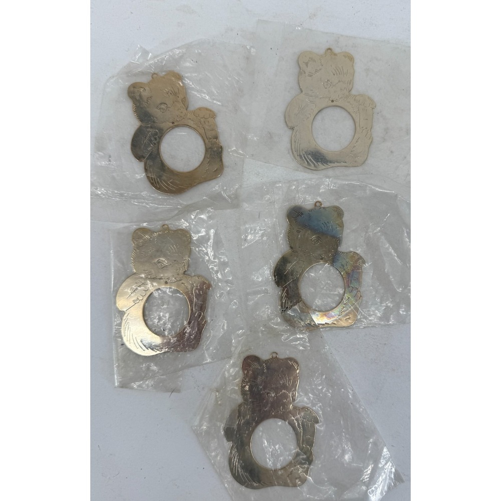 VTG Gloria Duchin Bear-shaped Gold-tone Metal‎ Picture Frame Ornament 1980s x5